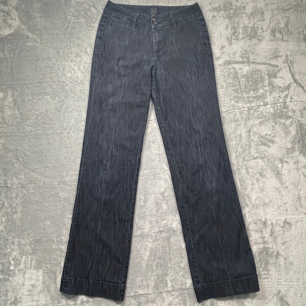 Jag Jeans Mid Rise Trouser Womens 4 Dark Wash‎ Blue Stretch Wide Leg Denim